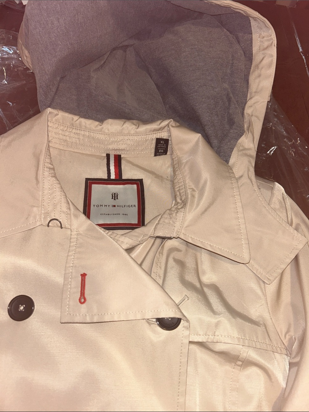 Tommy Hilfiger Light Beige Hooded Trench Coat
